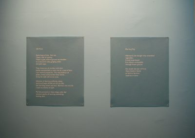'Rosengarten', digital print on felt. Text by Janice Galloway